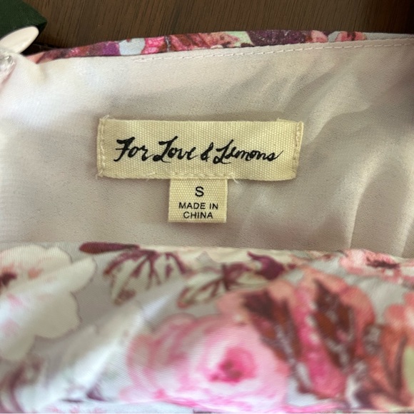 For love & lemons Houston Mini Dress Size S Pink Floral Ruched Sweetheart Neck - Picture 6 of 6